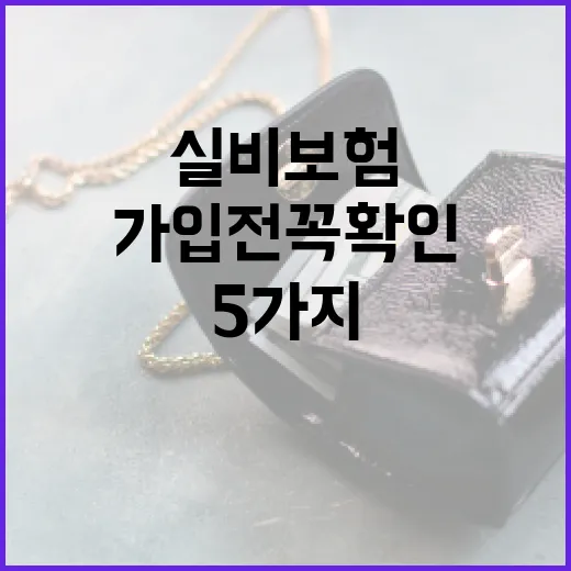 실비보험가입 전 꼭 확인할 5가지 숫자 - 요약