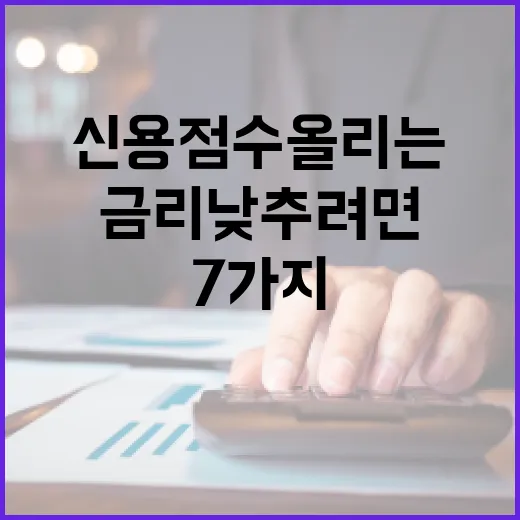 신용점수 올리는 7가지 순서: 대출금리 낮추려면 먼저 볼 숫자들 - 요약