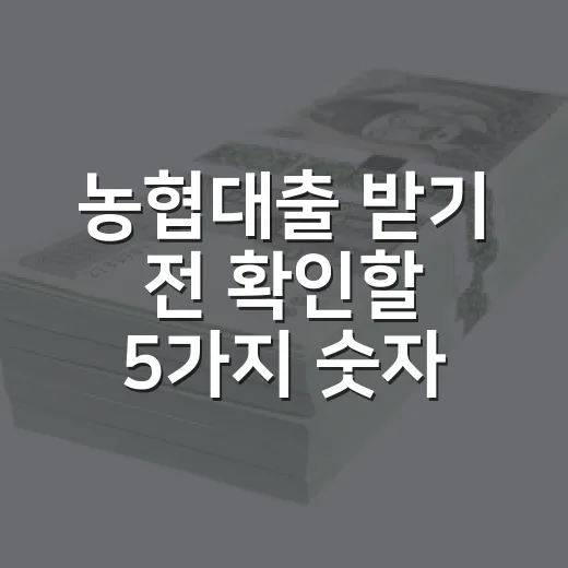 농협대출 받기 전 확인할 5가지 숫자 - 요약