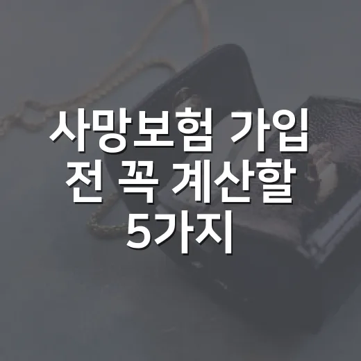 사망보험 가입 전 꼭 계산할 5가지 숫자 - 요약