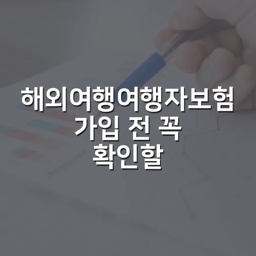 해외여행여행자보험 가입 전 꼭 확인할 7가지 숫자 - 요약