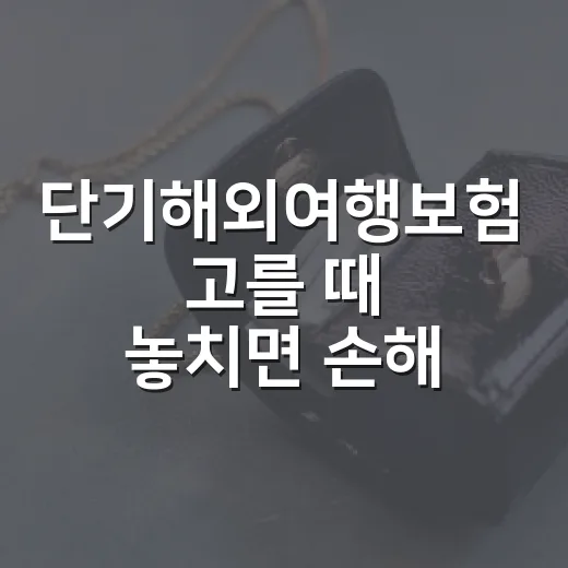 단기해외여행보험 고를 때 놓치면 손해 보는 5가지 기준 - 요약