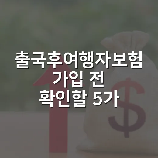 출국후여행자보험 가입 전 확인할 5가지 숫자 기준 - 요약