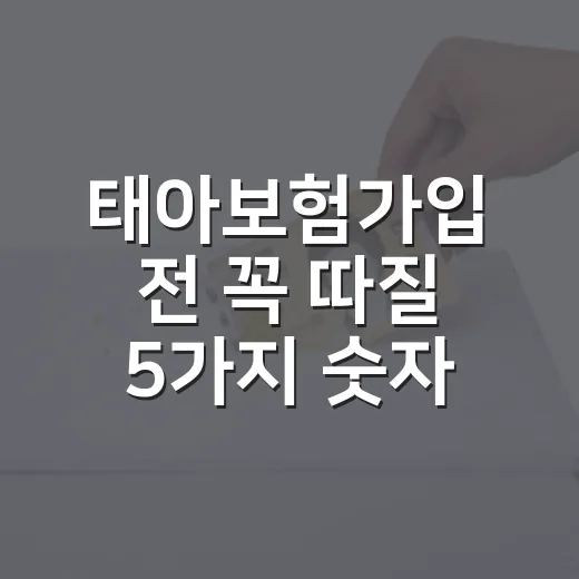 태아보험가입 전 꼭 따질 5가지 숫자 기준 - 요약