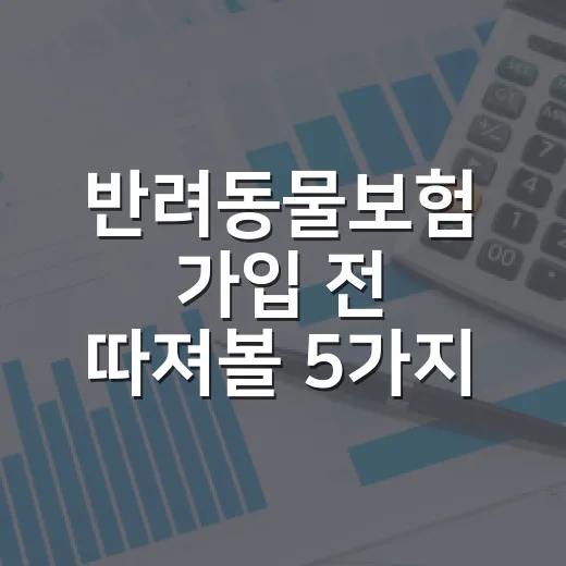 반려동물보험 가입 전 따져볼 5가지 숫자 기준 - 요약
