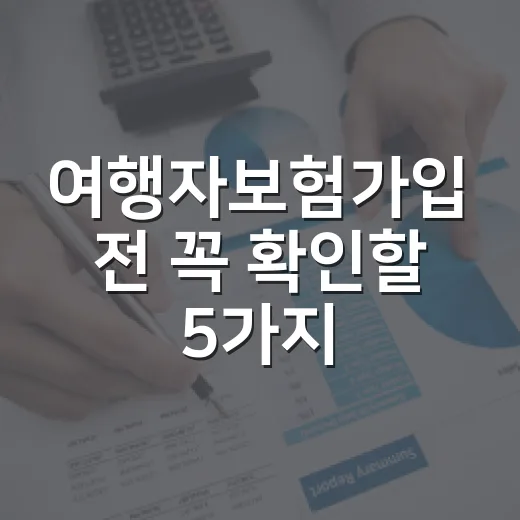 여행자보험가입 전 꼭 확인할 5가지 숫자 - 요약