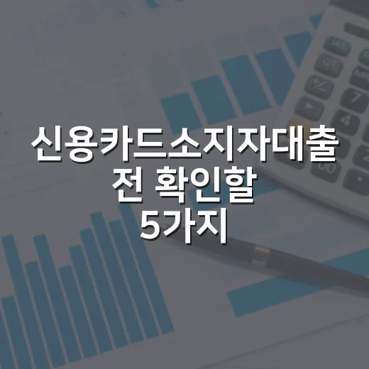 신용카드소지자대출 전 확인할 5가지 숫자 - 요약