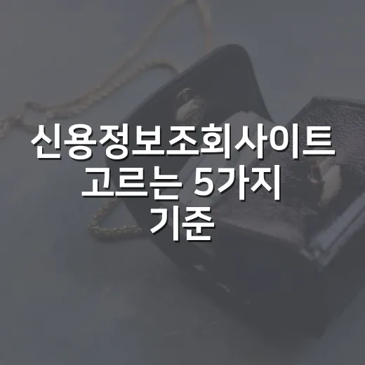 신용정보조회사이트 고르는 5가지 기준, 무료조회부터 점수관리까지 - 요약