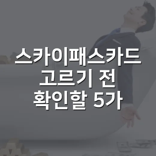스카이패스카드 고르기 전 확인할 5가지 숫자 - 요약