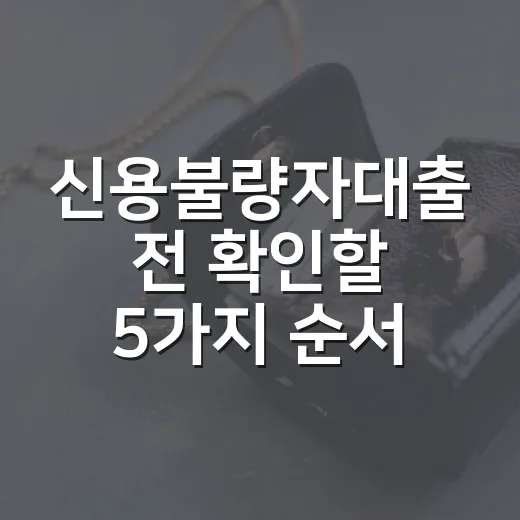 신용불량자대출 전 확인할 5가지 순서와 가능한 현실 대안 - 요약