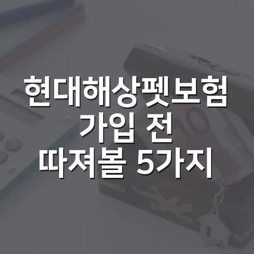 현대해상펫보험 가입 전 따져볼 5가지 숫자 - 요약
