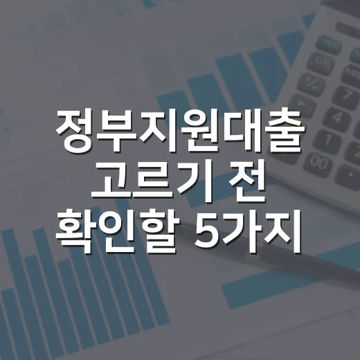 정부지원대출 고르기 전 확인할 5가지 숫자 - 요약