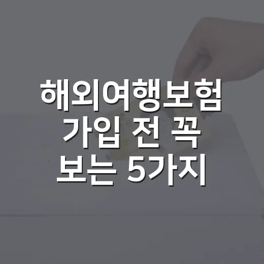 해외여행보험 가입 전 꼭 보는 5가지 숫자 기준 - 요약