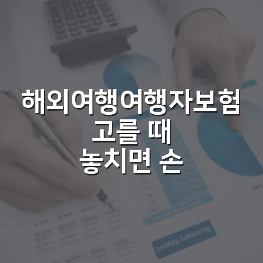 해외여행여행자보험 고를 때 놓치면 손해 보는 5가지 숫자 기준 - 요약