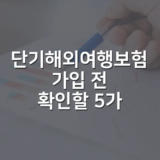 단기해외여행보험 가입 전 확인할 5가지 숫자 - 요약