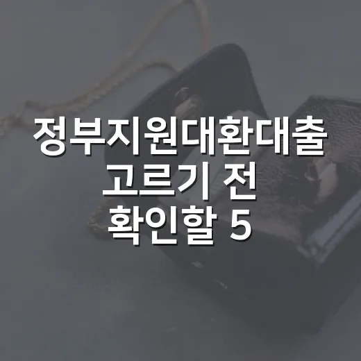 정부지원대환대출 고르기 전 확인할 5가지 숫자 - 요약