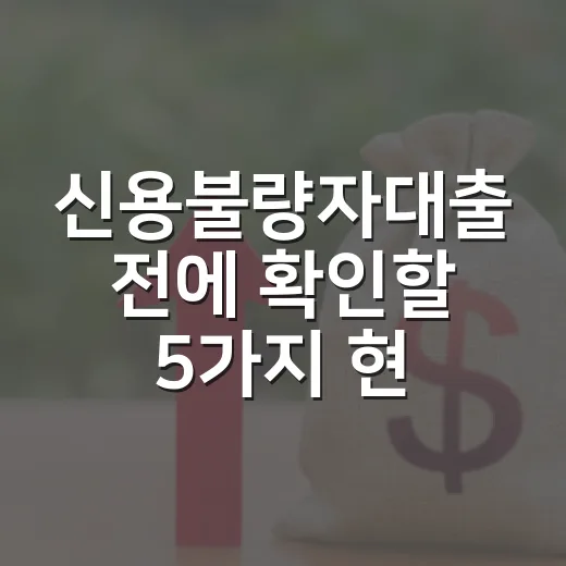 신용불량자대출 전에 확인할 5가지 현실 기준 - 요약