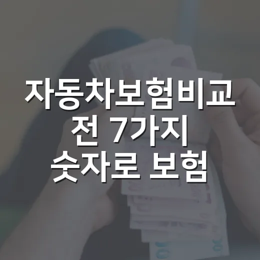 자동차보험비교 전 7가지 숫자로 보험료 줄이는 법 - 요약