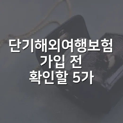 단기해외여행보험 가입 전 확인할 5가지 숫자 - 요약