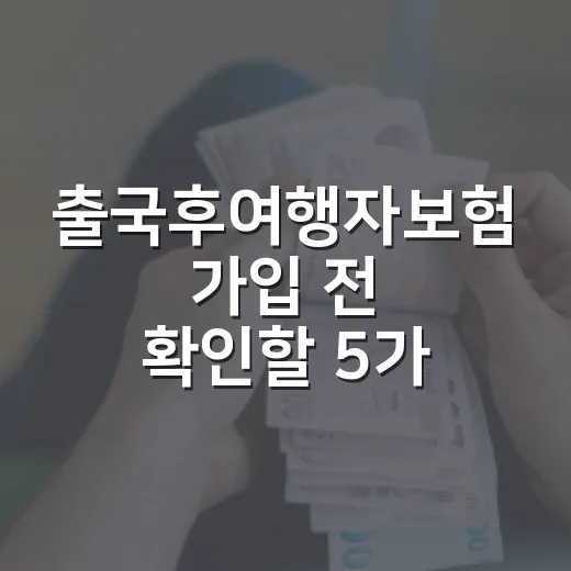 출국후여행자보험 가입 전 확인할 5가지 기준 - 요약