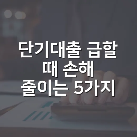 단기대출 급할 때 손해 줄이는 5가지 기준 - 요약