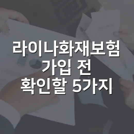 라이나화재보험 가입 전 확인할 5가지 숫자 기준 - 요약