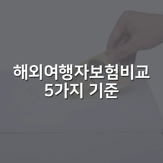 해외여행자보험비교 5가지 기준, 보험료보다 먼저 볼 숫자 - 요약