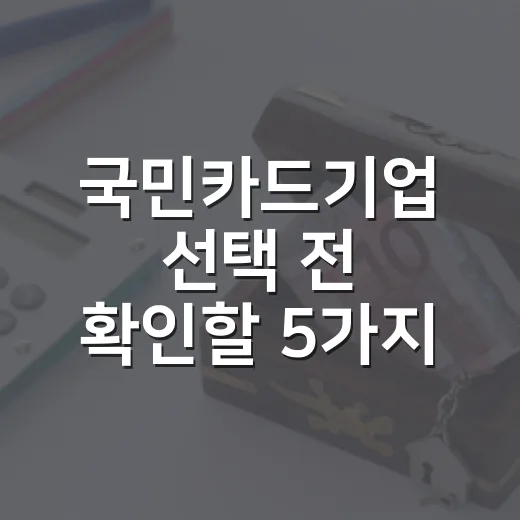 국민카드기업 선택 전 확인할 5가지 숫자 기준 - 요약