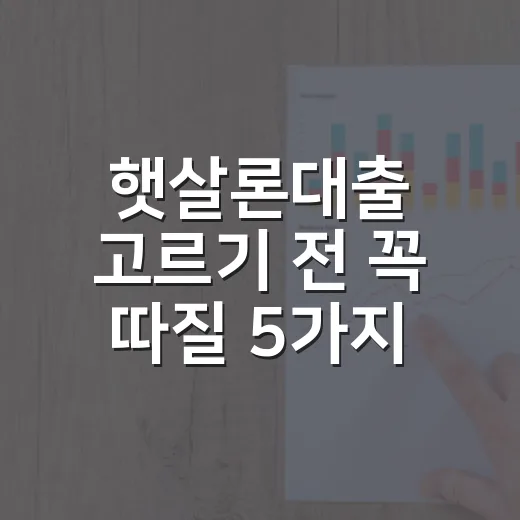 햇살론대출 고르기 전 꼭 따질 5가지 숫자 - 요약