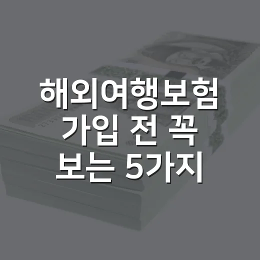 해외여행보험 가입 전 꼭 보는 5가지 숫자 기준 - 요약