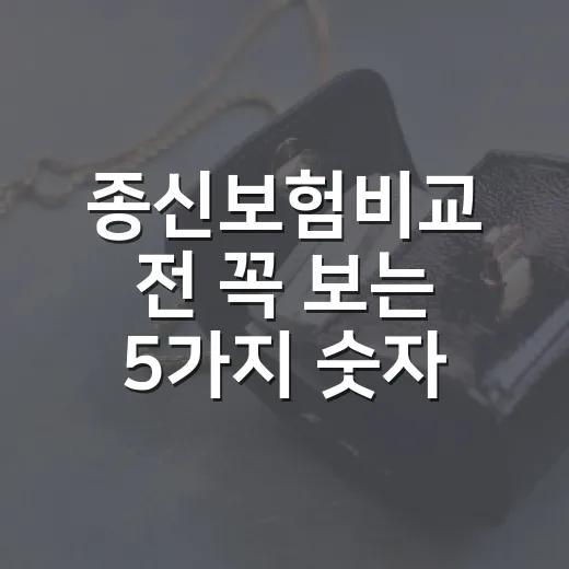 종신보험비교 전 꼭 보는 5가지 숫자: 보험료·환급률·사망보험금 기준 - 요약