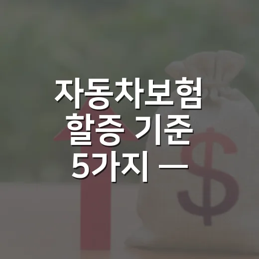 자동차보험 할증 기준 5가지 — 사고 건수가 금액보다 중요합니다 - 요약