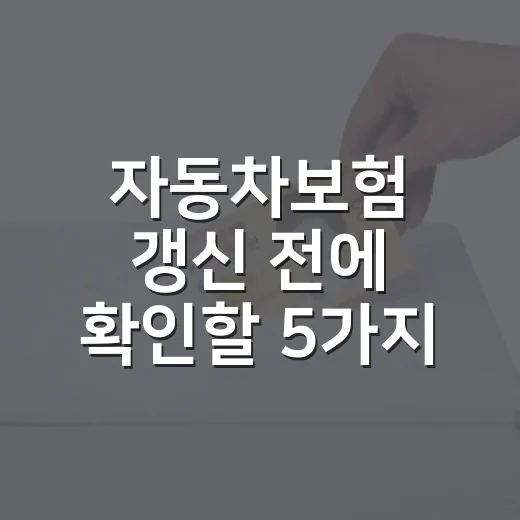 자동차보험 갱신 전에 확인할 5가지 - 요약