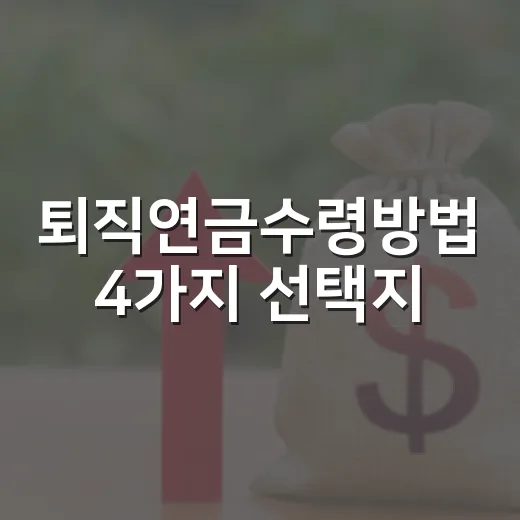 퇴직연금수령방법 4가지 선택지, 세금에서 갈리는 실제 차이 - 요약