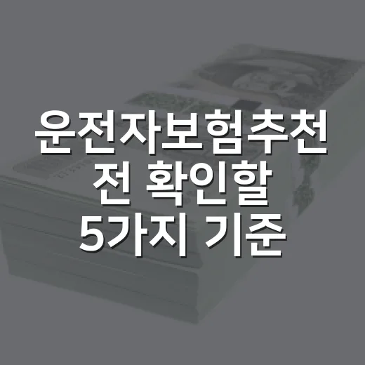 운전자보험추천 전 확인할 5가지 기준, 월 1만원대가 항상 답은 아닙니다 - 요약