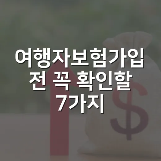 여행자보험가입 전 꼭 확인할 7가지 숫자 기준 - 요약