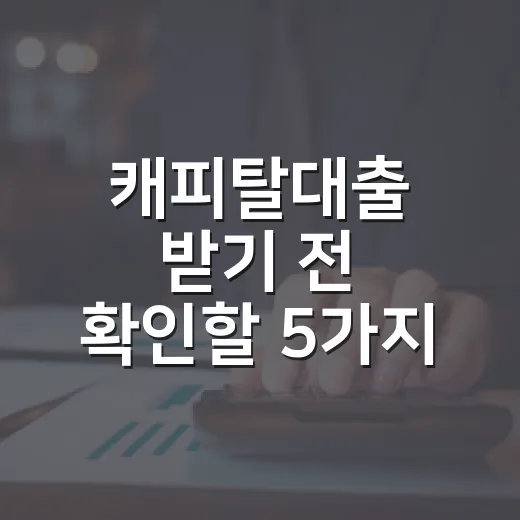 캐피탈대출 받기 전 확인할 5가지 숫자 - 요약