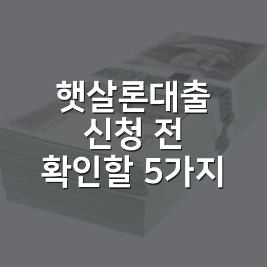 햇살론대출 신청 전 확인할 5가지 숫자 - 요약