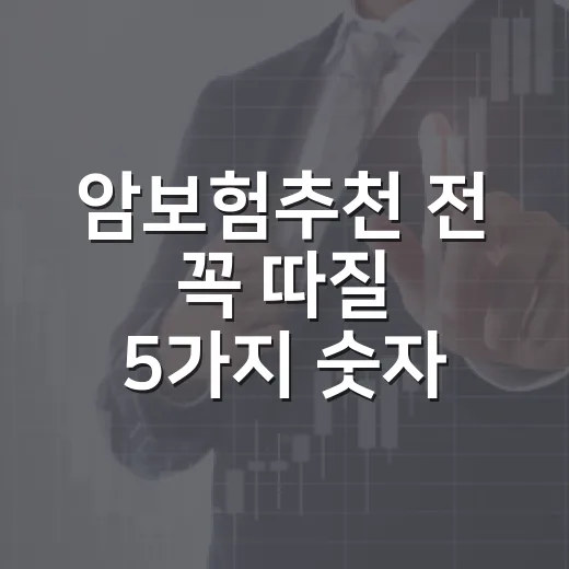 암보험추천 전 꼭 따질 5가지 숫자 기준 - 요약
