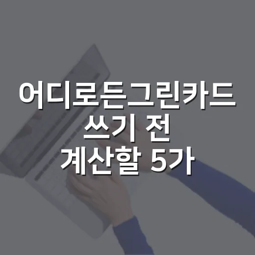 어디로든그린카드 쓰기 전 계산할 5가지 숫자 - 요약