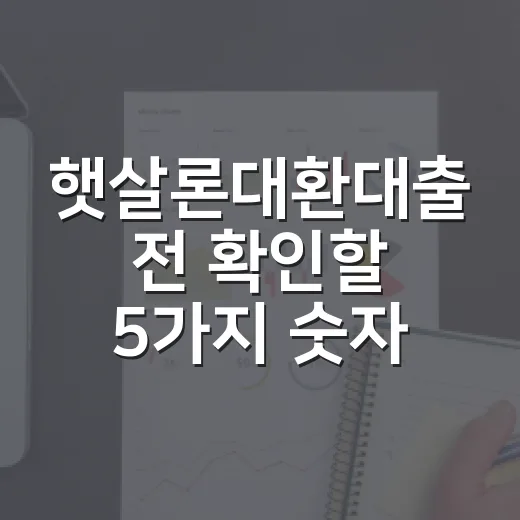 햇살론대환대출 전 확인할 5가지 숫자와 함정 - 요약