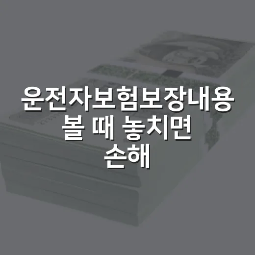 운전자보험보장내용 볼 때 놓치면 손해 보는 5가지 숫자 - 요약