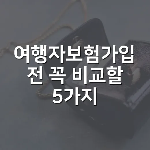 여행자보험가입 전 꼭 비교할 5가지 숫자 - 요약