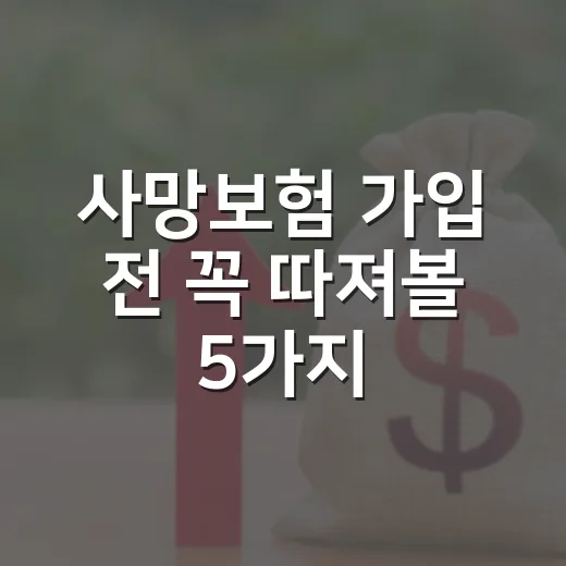 사망보험 가입 전 꼭 따져볼 5가지 숫자 - 요약