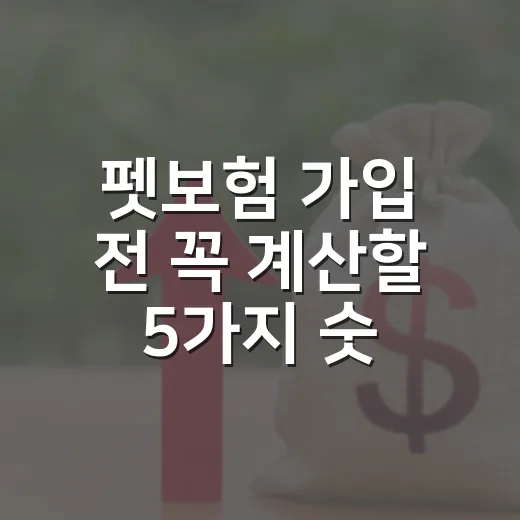 펫보험 가입 전 꼭 계산할 5가지 숫자 - 요약