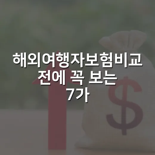 해외여행자보험비교 전에 꼭 보는 7가지 숫자 기준 - 요약