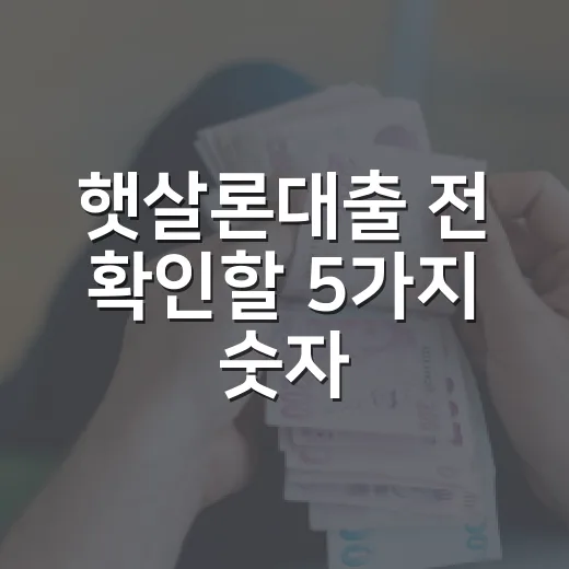 햇살론대출 전 확인할 5가지 숫자: 한도 1,500만원보다 중요한 조건 - 요약