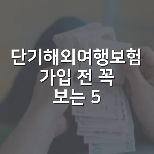 단기해외여행보험 가입 전 꼭 보는 5가지 숫자