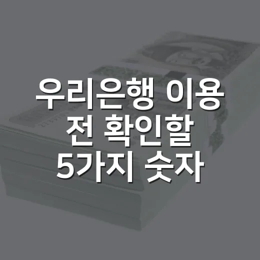 우리은행 이용 전 확인할 5가지 숫자, 예금·대출에서 손해 줄이는 법 - 요약