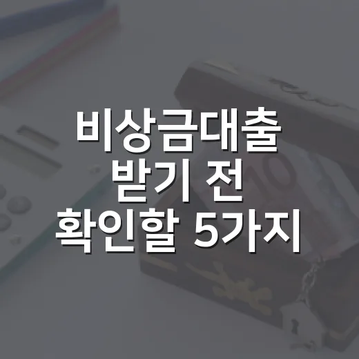 비상금대출 받기 전 확인할 5가지 숫자 - 요약